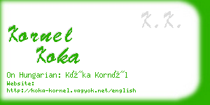 kornel koka business card